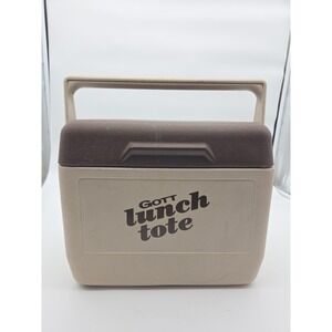 Vintage GOTT Lunch Tote 12 Cooler Model 1806 Brown Beige 6 Pack 70s 80s USA Made